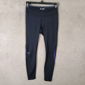 Under‎ Armour Pants Womens S Black Purple Heatgear Leggings Athletic Stretch